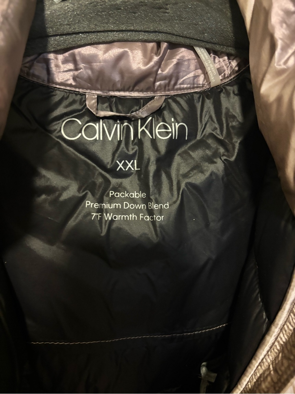 Calvin Klein Metallic Mauve Long Chevron Puffer Coat - Picture 6 of 12